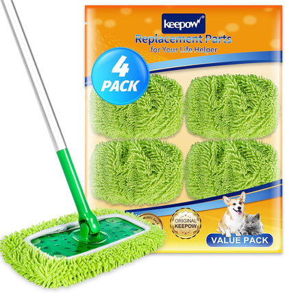 KEEPOW Reusable Microfiber Mop Pads Compatible with Swiffer Sweeper, Dry Sweeping Cloths, Washable Wet Mopping Cloth Refills for Hardwood Floor Cleaning, 6 Pack