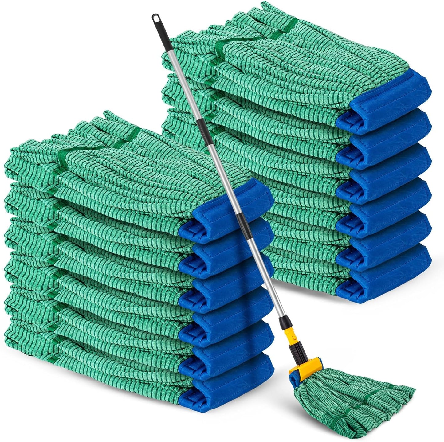 Hushee 6 Pack Large Microfiber Tube Mop Heads 18 oz Heavy Duty Commercial Industrial Wet Mop Head Refill Reusable Machine Washable Looped End Mopheads for Hardwood, Tile, Laminate Floors (Blue)