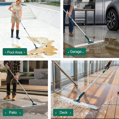 29"-49" Telescopic Pole Floor Squeegee for Concrete Floor, 21.85" Wide Heavy-Duty Squeegee with Detachable Stiff Brush, Large Squeegee Broom for Tile Floor, Garage, Swimming Pool, Bathroom