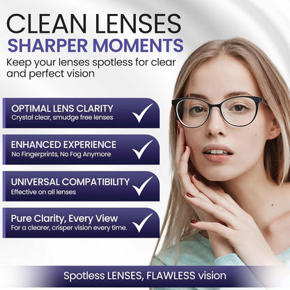 Eyeglass Gel Lens Cleaner Spray Kit - 3 x 2oz Gel Eyeglasses Cleaner Spray Bottle + 2 Microfiber Cloth for Cleaning - Safe for All Lenses (AR Coated Included), Eyeglasses and Screens