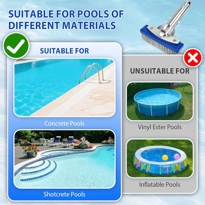 5-Inch Pool Brush Head - Combo Nylon & Stainless Steel Wire Bristles, Heavy Duty Metal Pool Brushes for Extra Scrubbing Power, for Cleaning Inground Pool Tiles, Concrete, Walls, Floor, Steps, Corners