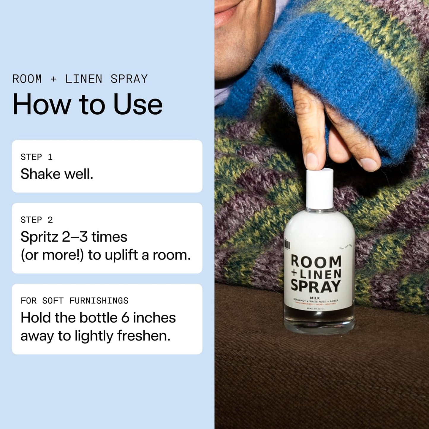 DedCool Room + Linen Spray | Xtra Milk | Natural Fabric & Linen Spray | Non-Toxic, Essential Oil Infused | Freshens Home, Bedding, Couch, Closet & Bath | 3.5 fl oz
