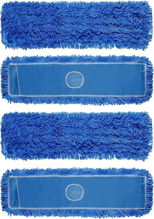 DR DAPPER 36-Inch Commercial Dust Mop Head, Large Washable Microfiber Dust Mop Replacement Head, Sweeper and Janitorial Supplies (Blue-2 Pack)