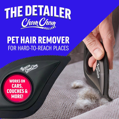 ChomChom Roller Detailer- Scraper for Pet Hair Remover and Lint - Great for CAR - Cat and Dog Hair Remover for Couch, Furniture, Carpet, Clothing and Bedding - Travel Multi-Surface Fur Removal Tool