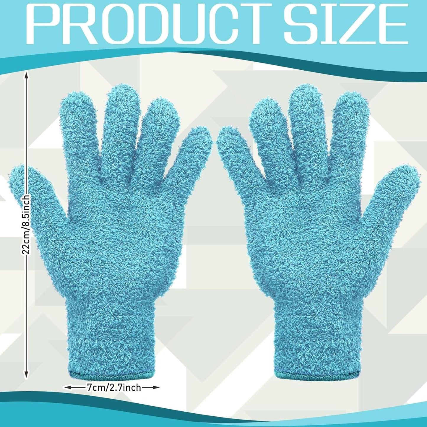 Patelai 2 Pairs Microfiber Gloves for plants Dusting Cleaning Glove Mittens House Cars Blinds Dusting(Blue, Grass Green,Large)