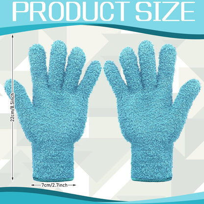 Patelai 2 Pairs Microfiber Gloves for plants Dusting Cleaning Glove Mittens House Cars Blinds Dusting(Blue, Grass Green,Large)