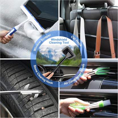 42Pcs Car Wash Detailing Kit Cleaning Set with Foam Gun Sprayer, Long-Handle Brush, Collapsible Bucket, Large Wash Mitt, Towels, Complete Interior & Exterior Car Washing Supply Set (Blue)