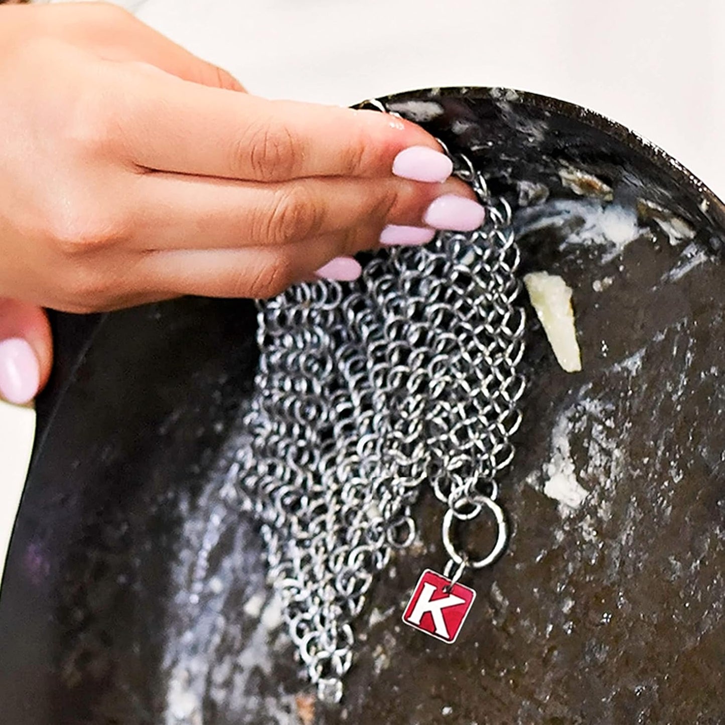 CM SCRUBBER Knapp Made Original 4" Chainmail Scrubber - Cleaner For Cast Iron, Stainless Steel, Hard Anodized Cookware and Other Pots & Pans