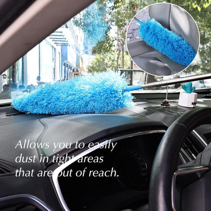 Rainbow Extendable Static Duster Reusable Microfiber Duster with 100" Telescoping Pole, Beandable and Washable Dusters Head for Cleaning Ceiling, Fan, Furniture
