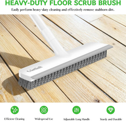 SetSail Floor Scrub Brush with 51-Inch Long Adjustable Handle 2 in 1 Scrape Brush Stiff Bristle Floor Scrubber for Cleaning Shower Bathroom Garage Kitchen Wall Deck Tub Tile