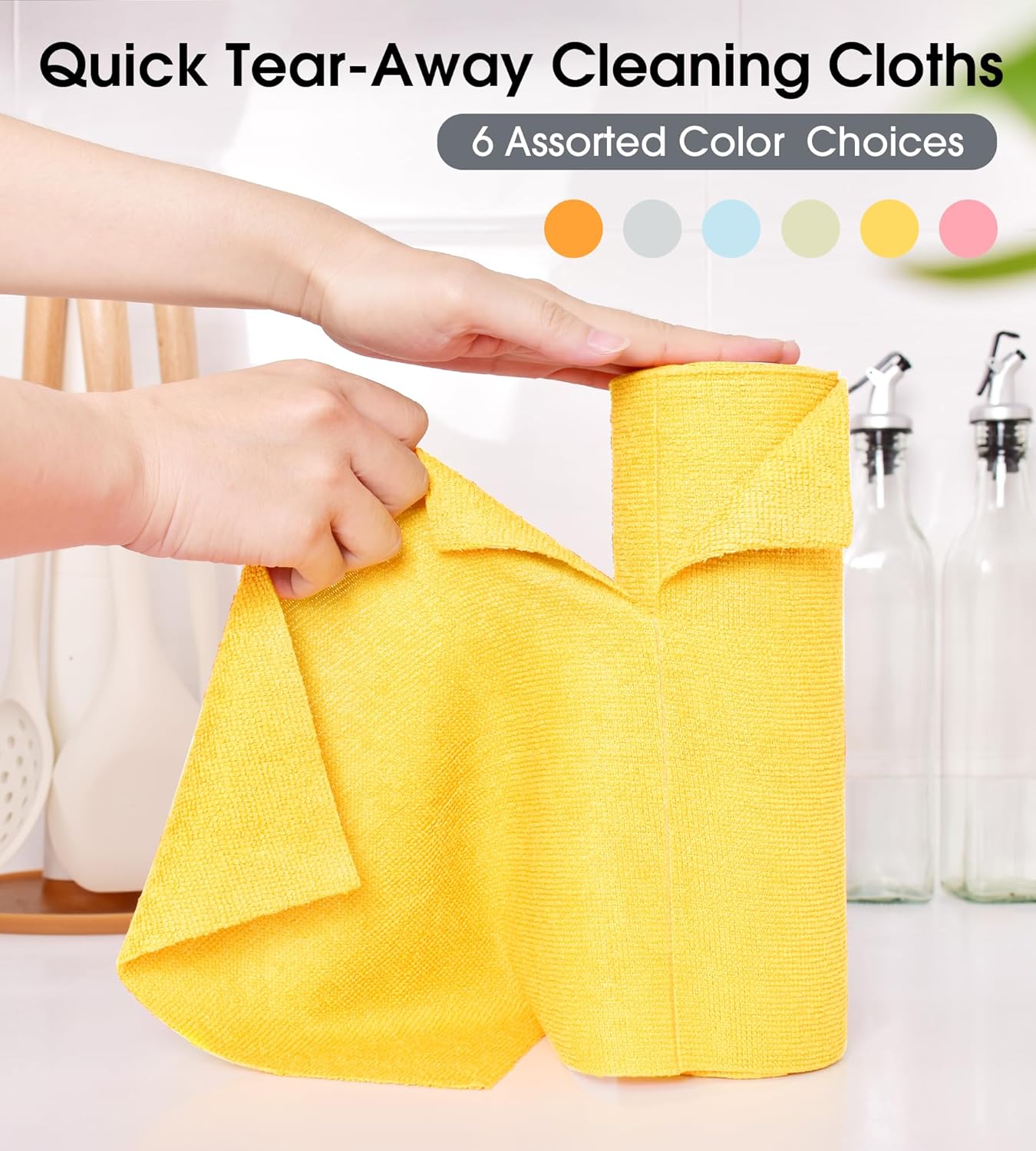 KitchLife Microfiber Cleaning Cloth Roll - Tear-Away Reusable Microfiber Paper Towels, Lint-Free, Washable, 20 Sheets for Kitchen, Car, Dishes, and Sensitive Surfaces (Pink)