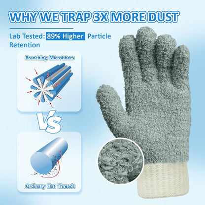 MIG4U Microfiber Dusting Gloves House Cleaning Glove for Blinds, Windows, Shutters, Furniture, and Car, Reusable Lint-Free Pink 1 Pair S/M