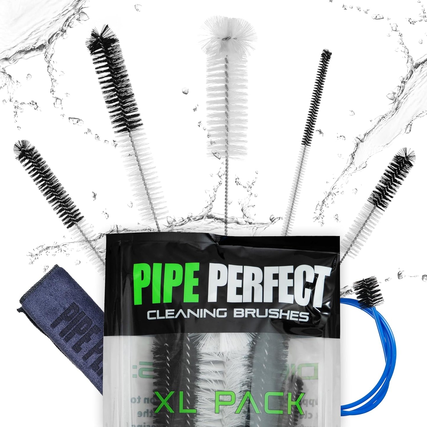 Pipe Perfect Original Cleaning Brush Set – Multi-Size Detail Brushes for Glass, Bottle, Tube & Narrow Openings | Deep Cleaning Kit for Hard-to-Reach Areas | Durable Reusable (Original Pack)