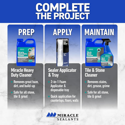 Miracle Sealants Miracle Heavy Duty Non-Acidic Cleaner, Tile & Stone Cleaner & Grout Haze Remover, Quart