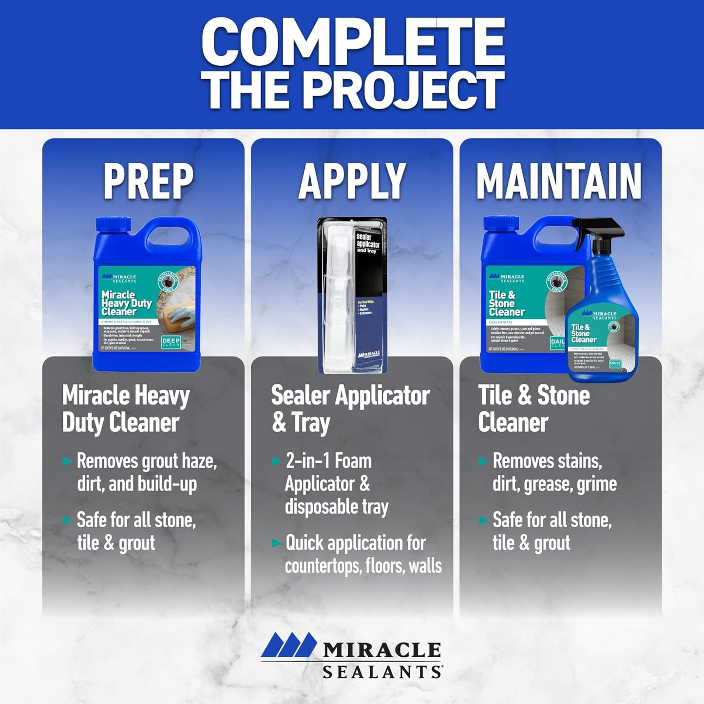 Miracle Sealants Tile & Stone Cleaner Concentrate for Natural Stone, Tile & Grout, 32 oz