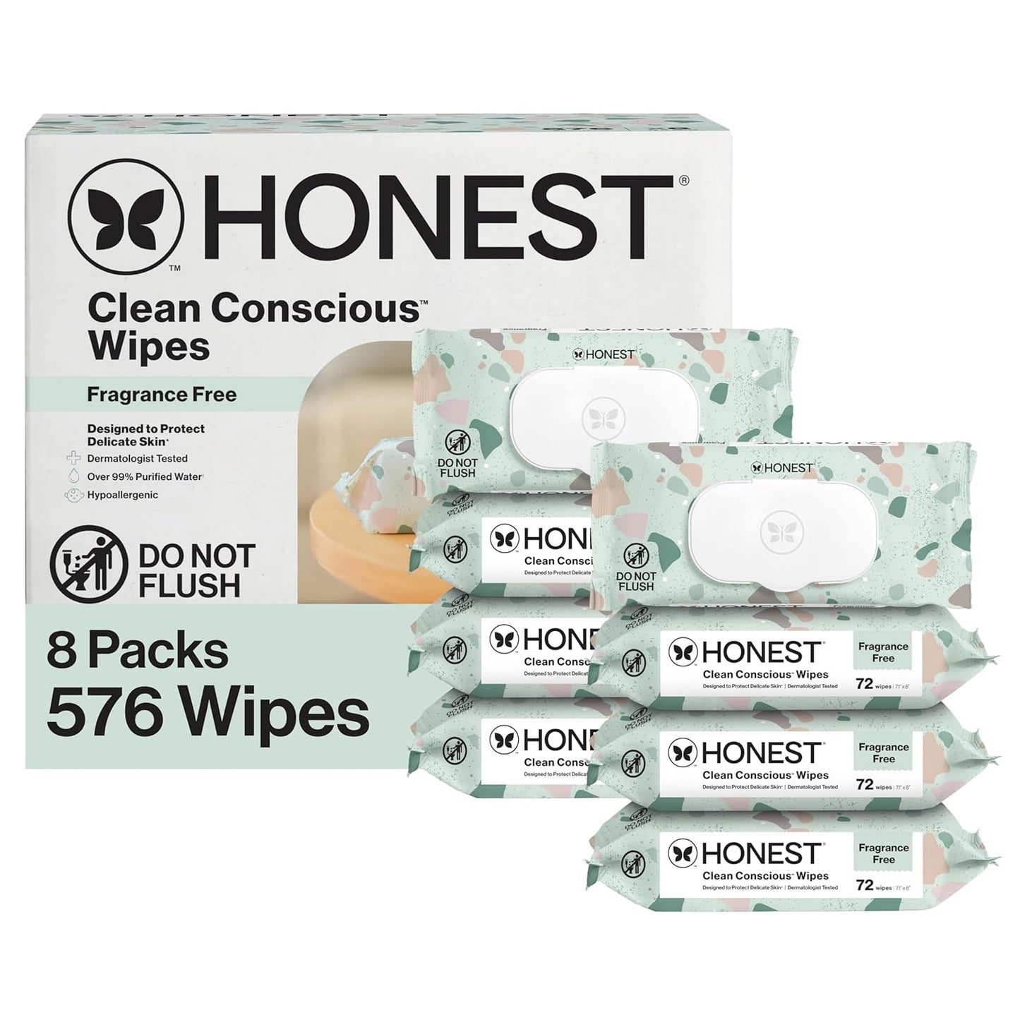 The Honest Company Hypoallergenic Multi-Use Baby Wipes for Sensitive Baby Skin, Rose Blossom, 60 Count