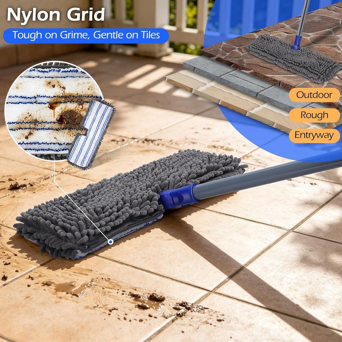 MASTERTOP Microfiber Mop - Flat Floor Mops Wet Dry Dust Mop with 4 Washable Pads & 52.4'' Stainless Steel Handle for Hardwood Laminate Tile Floor Cleaning
