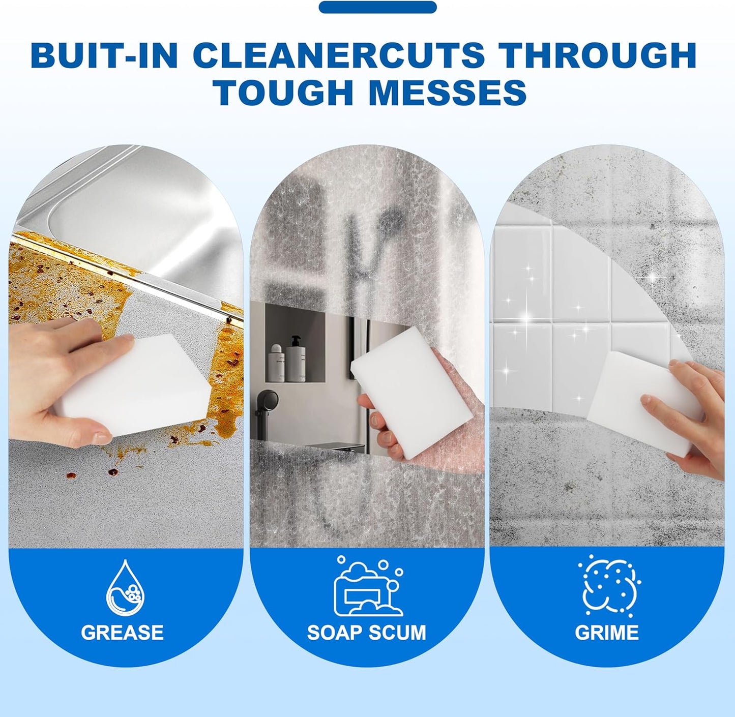 50-Pack Extra-Thick Melamine Sponges – 3.94" × 2.76" × 1.18" Durable Kitchen & Bathroom Cleaning Pads – Powerful, Non-Scratch, Water-Activated Magic Sponge