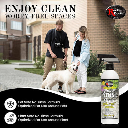 Rock Doctor Outdoor Stone Cleaner, Natural Cleaning Solution Removes Stains and Discoloration, Brightens Granite, Pavers, Fire Pits, and Concrete, Plant and Pet Safe, 24 oz Pack of 1