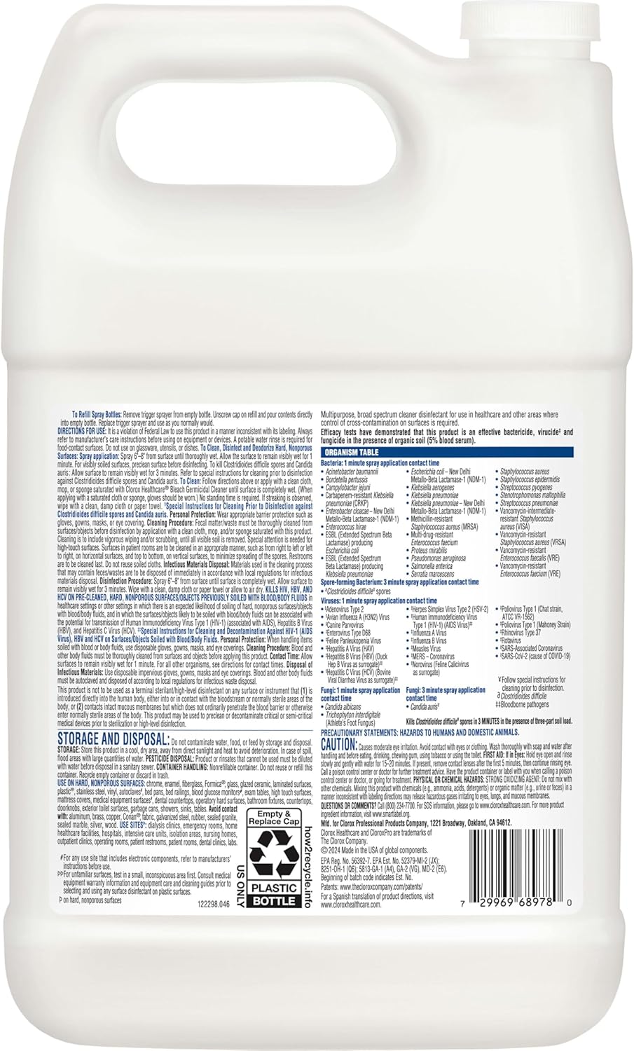 Clorox Healthcare Bleach Germicidal Cleaner Refill, 128 Fluid Ounces (Package May Vary)