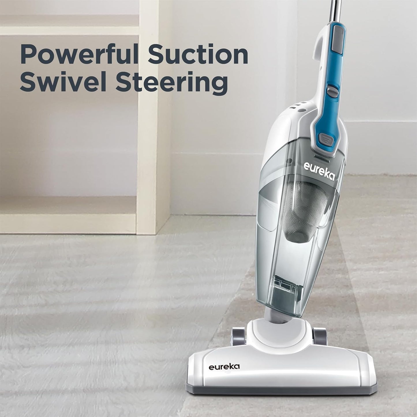 Eureka Blaze Stick Vacuum Cleaner, Powerful Suction 3-in-1 Small Handheld Vac with Filter for Hard Floor Lightweight Upright Home Pet Hair, Dark Black