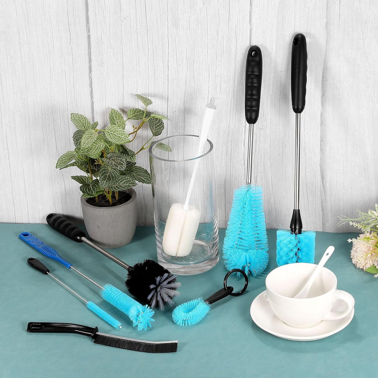uxcell Bottle Soft Brush,1 Pcs - 10'' Cleaner Brush with Soft Sponge, Cup Cleaner Brush for Cleaning Sports Bottles, Coffee Mugs,Nipple Brush (Peacock Blue)