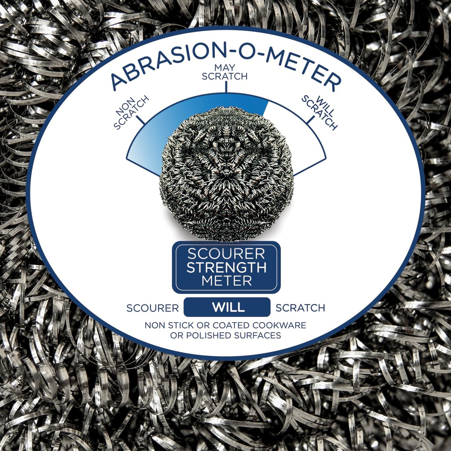 Stainless Steel Wool Scourer -Jumbo Sized- 12 Pack, 35 Grams, by LOLA, Curled Flat Wire, Cleans Caked On & Baked On Messes on Cookware
