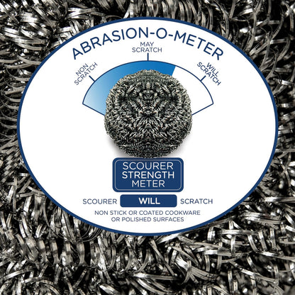 Stainless Steel Wool Scourer -Jumbo Sized- 12 Pack, 35 Grams, by LOLA, Curled Flat Wire, Cleans Caked On & Baked On Messes on Cookware