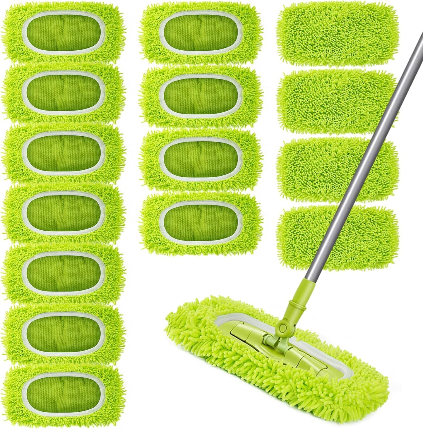 Unoutur Reusable Dry Sweeping Cloths Microfiber Wet Mop Pads Compatible with Swiffer Sweeper Mop Replacement Sweeping Mopping pad Refills for Hardwood Surface Floor Cleaning (4PCS)