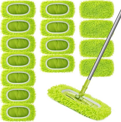 Unoutur Reusable Dry Sweeping Cloths Microfiber Wet Mop Pads Compatible with Swiffer Sweeper Mop Replacement Sweeping Mopping pad Refills for Hardwood Surface Floor Cleaning (4PCS)