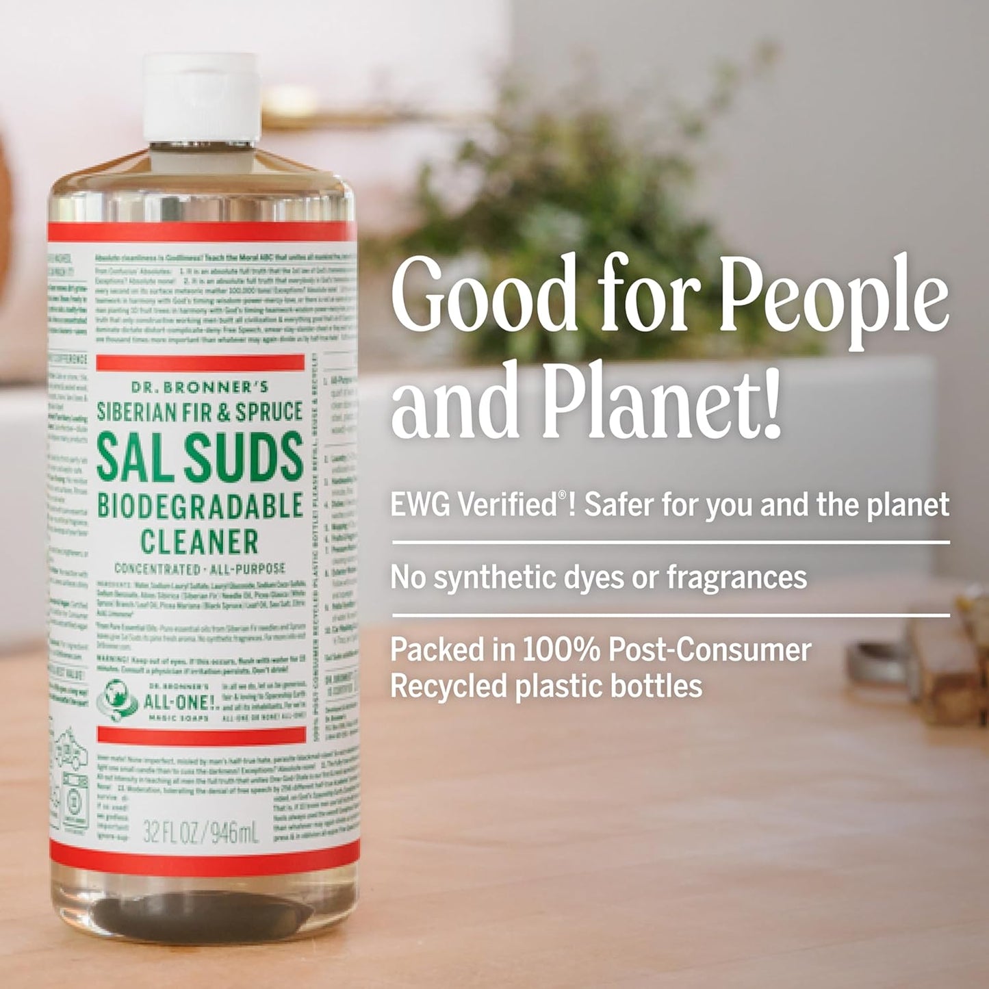 Dr. Bronner's Sal Suds Biodegradable Cleaner (1 Gallon) – All-Purpose Pine Mop Detergent for Floors, Multi-Purpose Household Formula, Dish Degreaser & Laundry Use