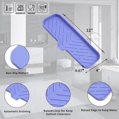 MicoYang Silicone Bathroom Soap Dishes with Drain Spout-Bathroom and Kitchen Sink Organizer,Sponge Holder,Dish Soap Tray,Perfect for Dispenser,Scrubber,Bottle,Cup on Sink or Counter-Black 4.9"×3.2"