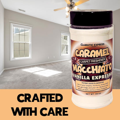 18oz Caramel Macchiato Carpet Freshener | Pet Odor Eliminating Powder | Pet Urine Odor Remover | Deodorizing Powder | Pet Friendly Fragrances