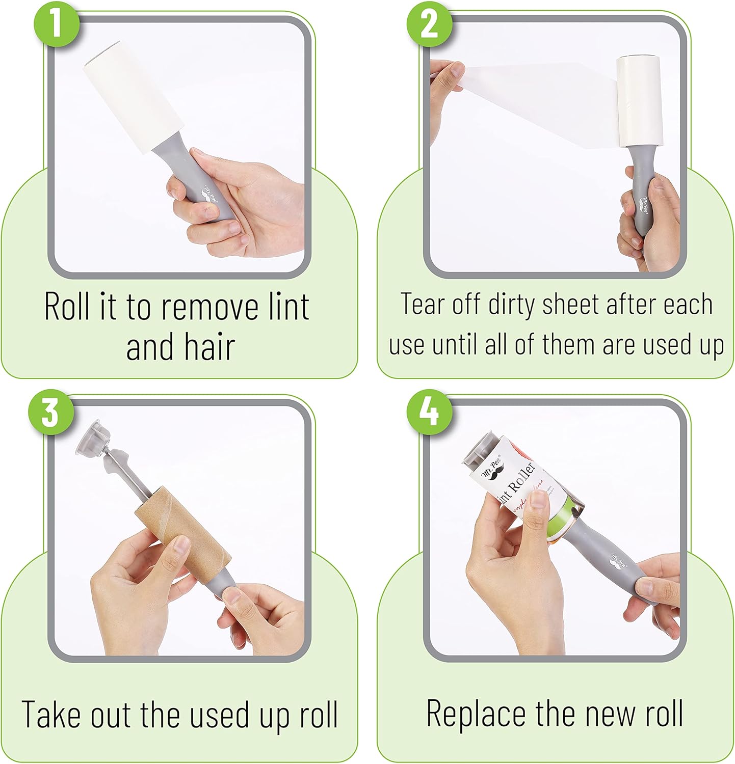 Mr. Pen- Lint Rollers, 1 Handle with 3 Refills, 270 Sheets, Extra Sticky Lint Remover for Clothes, Lint Roller for Pet Hair, Pet Hair Roller, Sticky Roller, Lint Roller for Clothes, Lint Removers