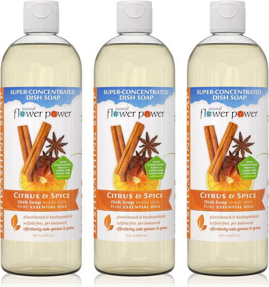 Natural Flower Power Liquid Dish Soap Refill – 66 Fl Oz Refills 4X – Plant-Based & Scented w/Pure Essential Oils – Natural Dishwashing Detergent – Sulfate-Free Kitchen Soap (Lavender)