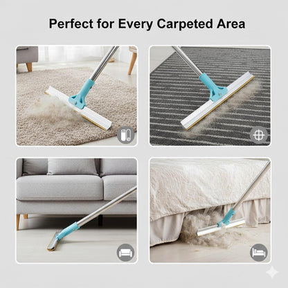 Carpet Rake for Pet Hair Removal 3-Section Dog Hair Remover Broom for Couch, Rug Fluffer for Matted Carpet, Reusable Tool for Furniture, Stairs & Car Interiors