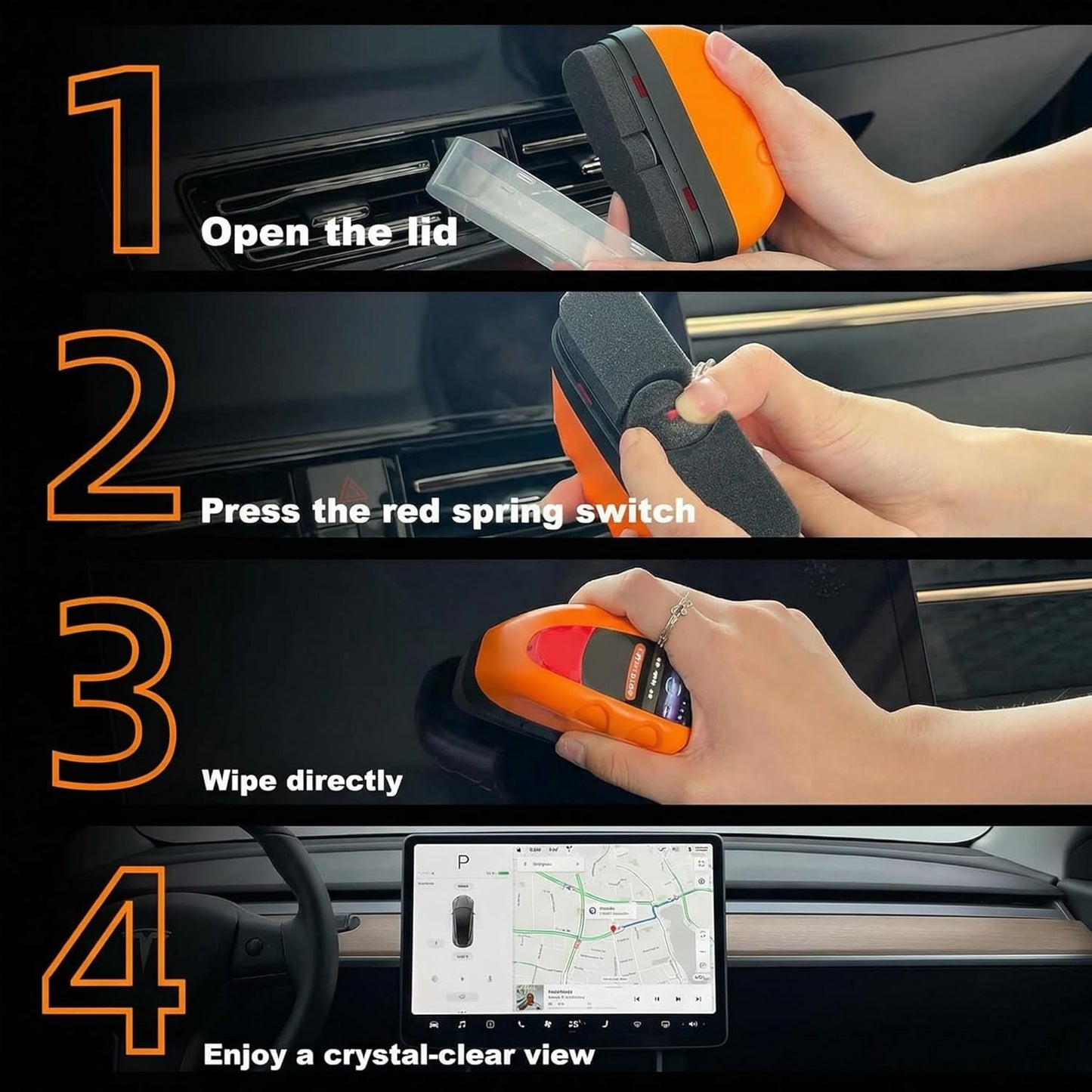 Car Screen Cleaner with Built-in Sponge | Effortlessly Removes Fingerprints, Dust and Make-up Stains | Anti Static Formula Safely Works on TV, Laptop, Computer Monitor, Phone, Dashboard & Console
