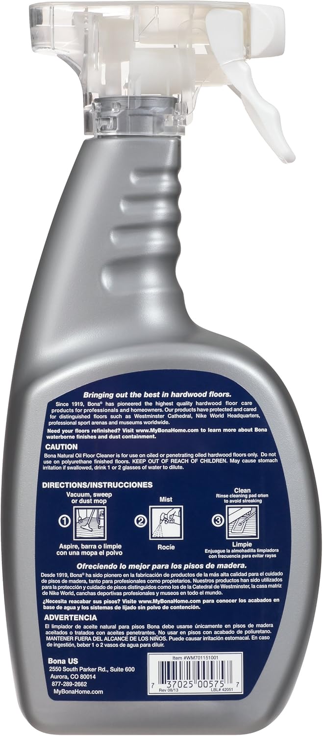 Bona Professional Series Natural Oil Hardwood Floor Cleaner Spray, 32 Fl Oz