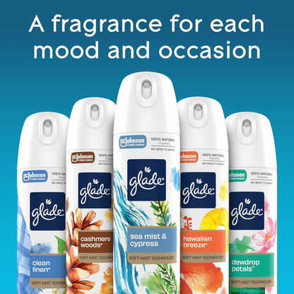 Glade Air Freshener Room Spray, Clean Linen Scent, Odor Fighting to Deliver Long Lasting Freshness, 7.3 Oz, 6 Count