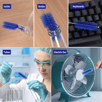 CiaraQ Bottle Cleaning Brushes, 8 Inch Nylon Tube Brush Set, Cleaner for Narrow Neck Bottles Cups with Hook, Set of 10pcs
