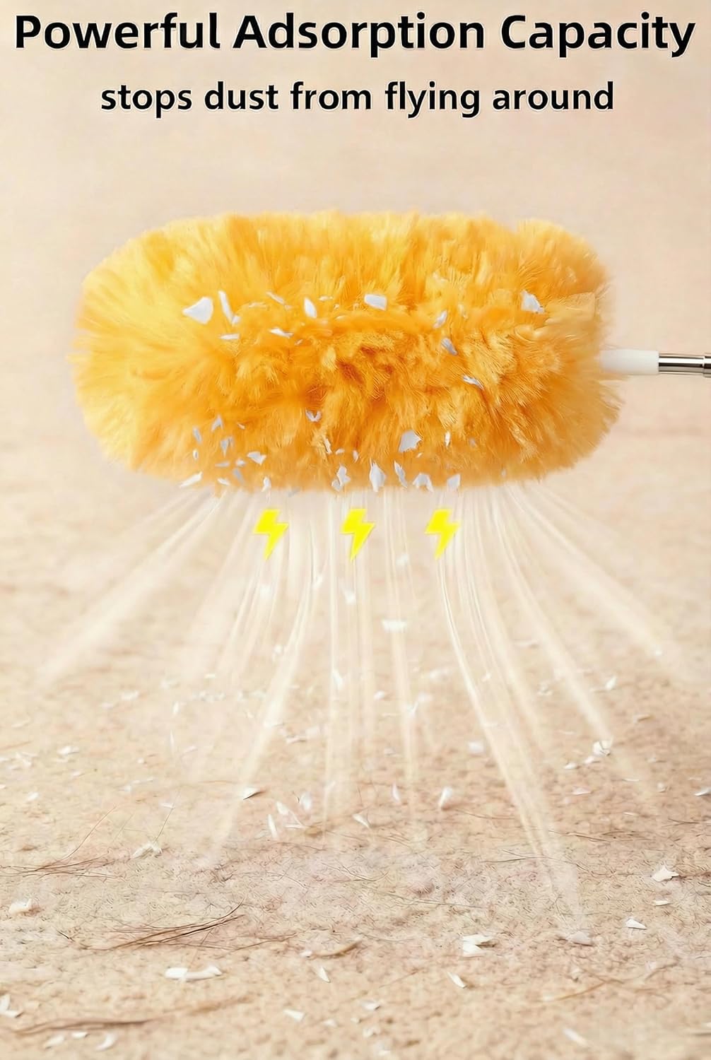 Heavy Duty Duster Refills, Disposable Dusters Kit for Cleaning Dusting Furniture Blind Ceiling Fan, Multi Surface 360 Feather Duster(10)+3FT Extended Handle（1） (Navy Blue)