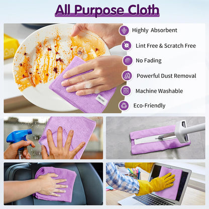 FIXSMITH Microfiber Cleaning Cloth - Pack of 8, Size: 12 x 16 in, Multi-Functional Cleaning Towels, Highly Absorbent Cleaning Rags, Lint-Free, Streak-Free Cleaning Cloths for Car Kitchen Home