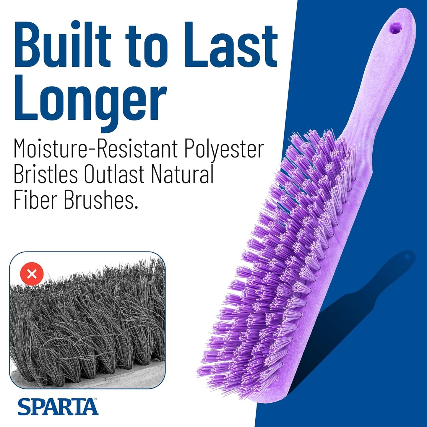 SPARTA Handheld Soft Counter Brush 8 Inch Bristle Span, Multi-Use Dust Brush with 5 Inch Handle for Tables, Countertops, and Delicate Surfaces, Polyester, Orange