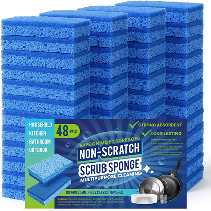 Metflavor Kitchen Sponges, 12 Count, Non-Scratch Scrub Sponge, Dual Sided Cleaning Sponges for Dishes, Kitchen, Bathroom