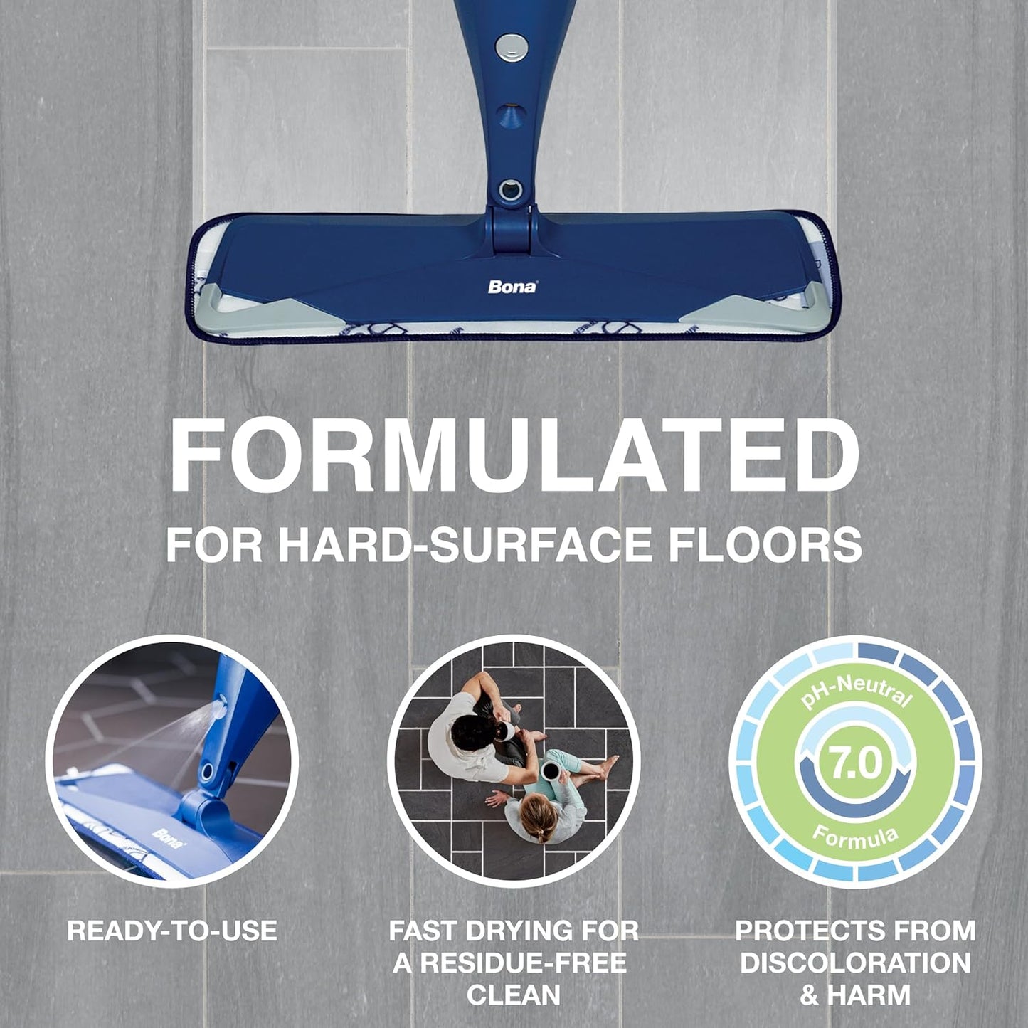 Bona Multi-Surface Floor Cleaner Refill - 128 fl oz - Lemon Mint - Residue-Free Floor Cleaning Solution refill for Spray Mop and Spray Bottles - For Use on Stone, Tile, Laminate, and Vinyl Floors