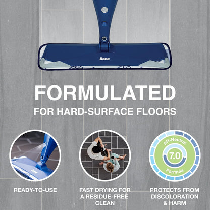 Bona Multi-Surface Floor Cleaner Spray - 32 fl oz - Lemon Mint Scent - Refillable - Residue-Free Floor Cleaning Solution for Stone, Tile, Laminate, and Vinyl Floors