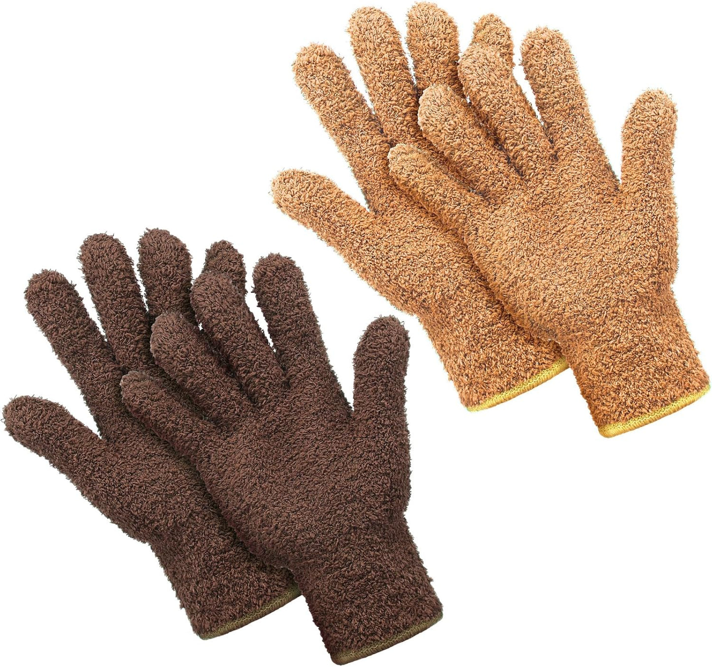 Patelai 2 Pairs Microfiber Gloves for plants Dusting Cleaning Glove Mittens House Cars Blinds Dusting(Blue, Grass Green,Large)