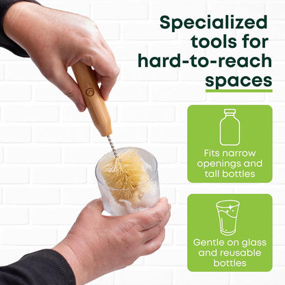 Tieralia Bamboo Dish Brush Gift Set – 5-Piece Kitchen Cleaning Set with Bottle Brush, Round Scrub Brush, Palm Brush & 2 Plant-Based Sponges | Wooden Handle Cleaning Tools for Dishes & Surfaces