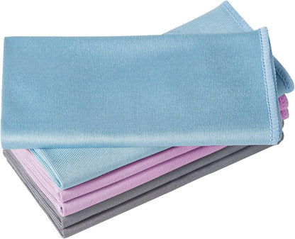 Puomue 6 Pack Microfiber Glass Cleaning Cloth, 16 Inch X 16 Inch, Lint Free Quickly Clean Window, Glasses, Windshields, Mirrors, and Stainless Steel, Blue