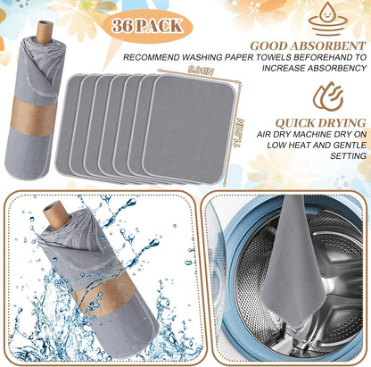 36 Pack Vintage Reusable Cleaning Cloths Washable Cotton Kitchen Towels for Home (Gray)